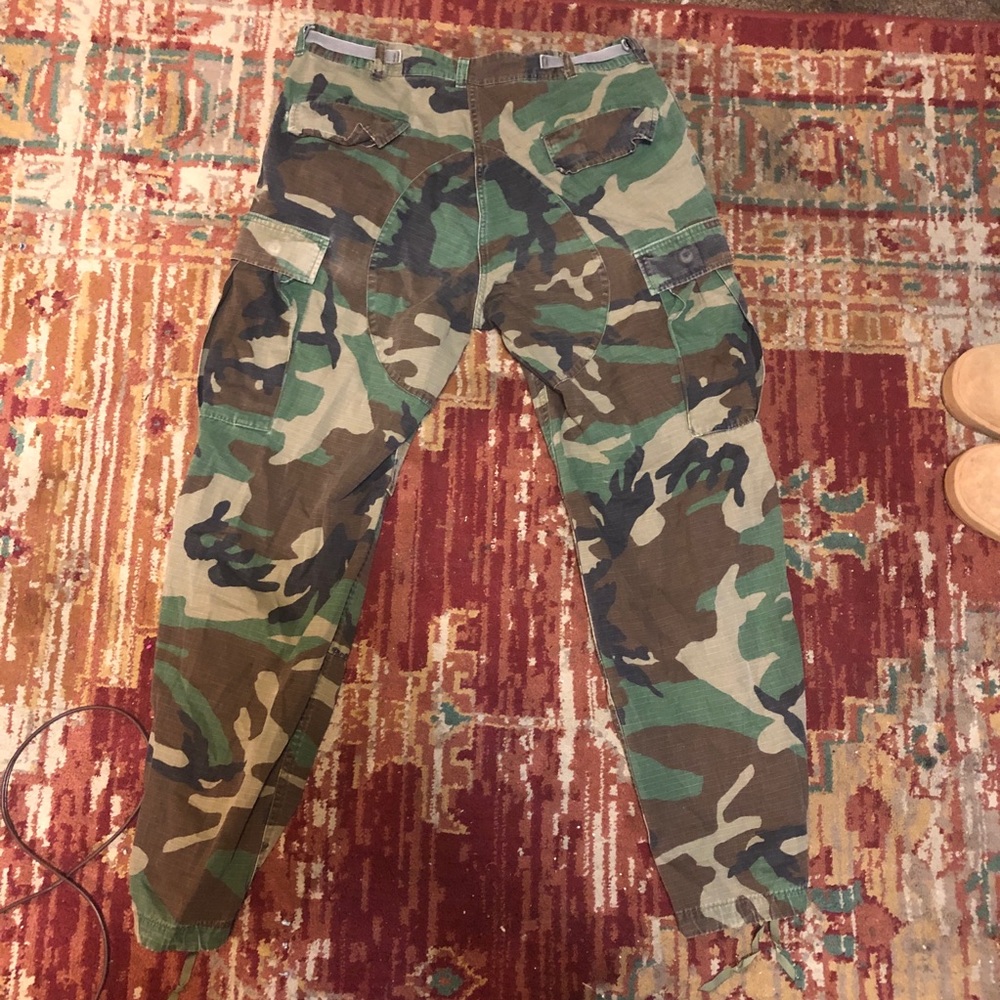 Camo cargo pants draw string ankle